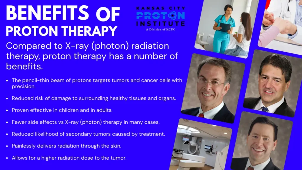 Benefits of proton therapy compared to traditional, x-ray or photon radiation therapy. 